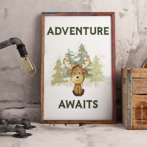 Adventure Awaits - Reindeer - Colour Watercolour - Fine Art Print - Animal Print - Animal Art - A4